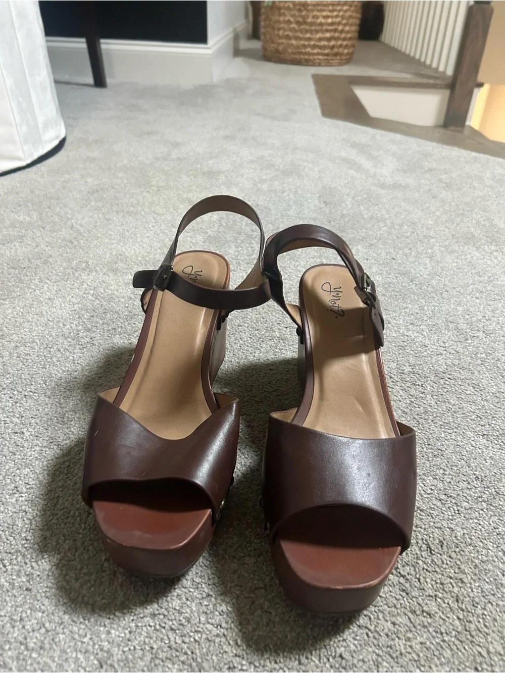 Women’s Brown Wedge Sandals with Ankle Strap